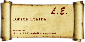 Lukits Etelka névjegykártya
